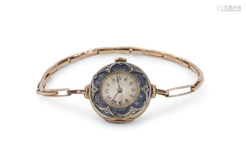 Second quarter of 20th century ladies 18c gold cased cocktail watch having blued steel hands to a