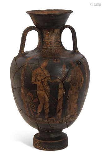 Greek or Southern Italian red figure amphora vase, 5th to 3rd century BC, decorated with classical