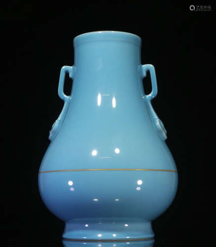 QIANLONG MARK, CHINESE GILT BLUE GLAZED VASE