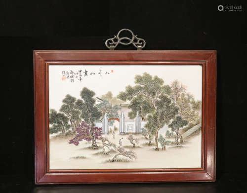 WUGUOJUN MARK, CHINESE FAMILLE ROSE PLAQUE