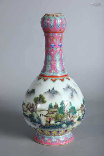 QIANLONG MARK, CHINESE FAMILLE ROSE VASE