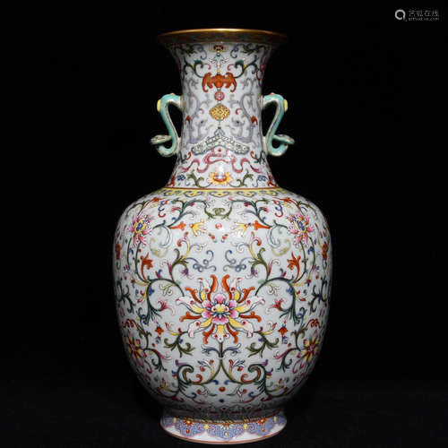 QIANLONG MARK, CHINESE FAMILLE ROSE VASE