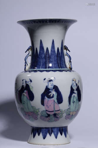 QIANLONG MARK, CHINESE BLUE & WHITE DOUCAI VASE