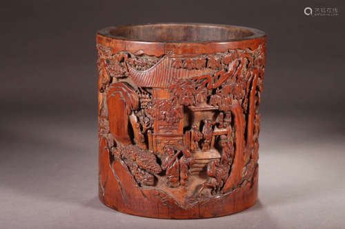 CHINESE CARVED BAMBOO BRUSHPOT