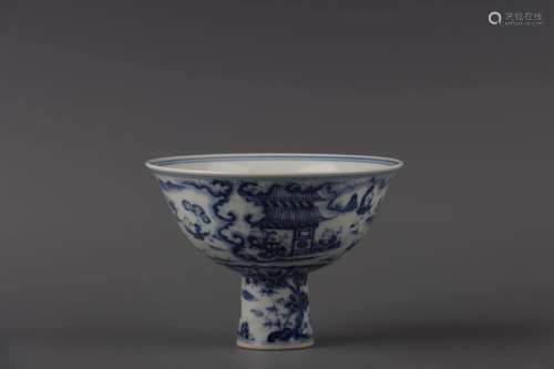 Blue-and-white Goblet with Design of Children Playing  ,During Xuande Reign