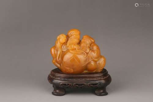 Shoushan Tianhuang Stone Ornament Carved with Figures , Followed Master Yu Xuan's Style