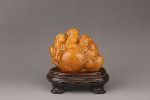 Shoushan Tianhuang Stone Ornament Carved with Figures , Followed Master Yu Xuan's Style