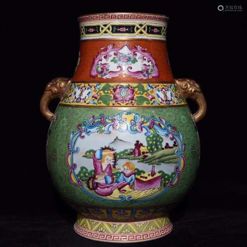 A Chinese Porcelain Enameled Gilding Zun Vase