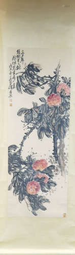 A Chinese Painting Of Floral, Wu Changshuo Mark