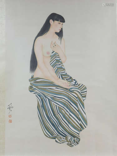 A Chinese Painting Of Figure, He Jiaying Mark
