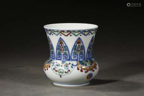 A Chinese Porcelain Doucai Container