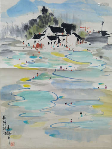 A Chinese Painting Of Landscape, Wu Guanzhong Mark