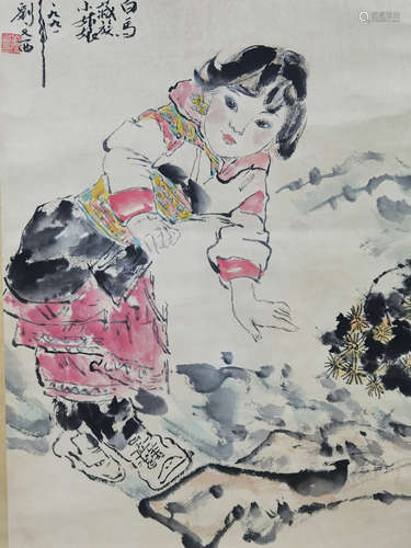 A Chinese Painting Of Figure, Liu Wenxi Mark