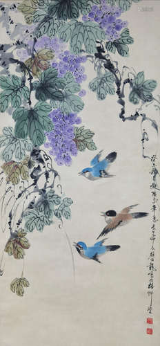 A Chinese Painting Of Floral&Bird, Yan Bolong Mark