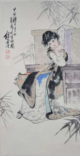 A Chinese Painting Of Figure, Liu Jiyou Mark