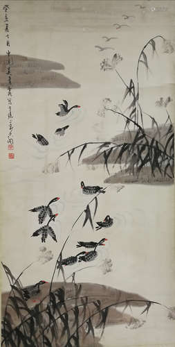 A Chinese Painting Of Floral&Bird, Wu Qingxia Mark