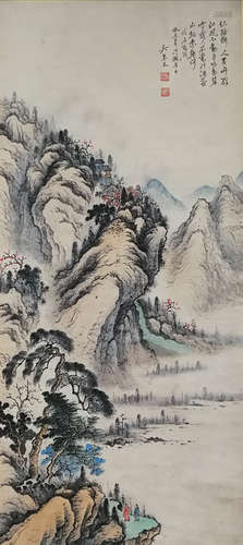 A Chinese Painting Of Landscape, Wu Qinmu Mark