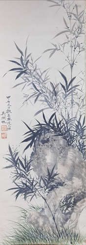 A Chinese Painting Of Bamboo&Stone, Wu Hufan Mark