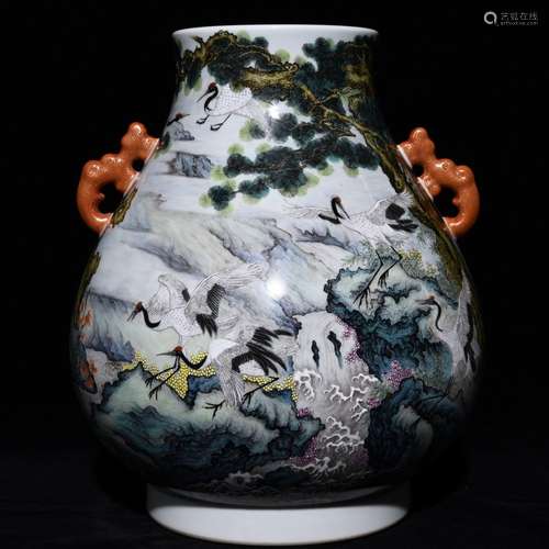 A Chinese Porcelain Famille Rose Zun Vase