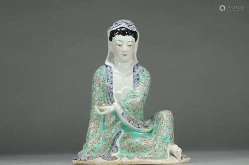 A Chinese Porcelain Famille Rose Guanyin Ornament