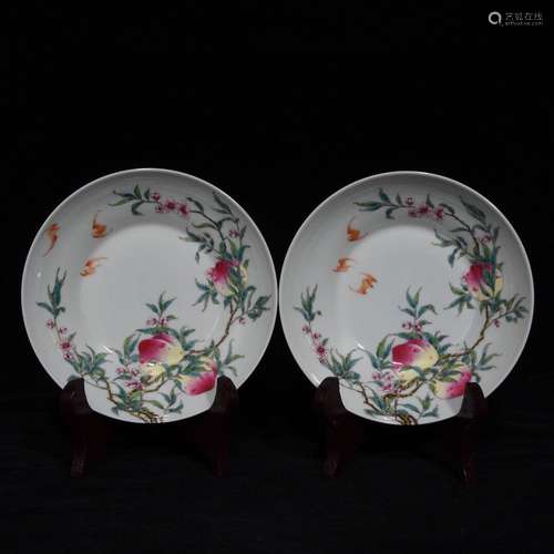 Pair Of Chinese Porcelain Famille Rose Plates