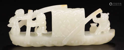 A HETIAN JADE PENDANT SHAPED WITH SHIP