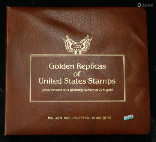 SET OF 22K GOLDEN REPLICAS OF UNITED STATES STAMPS