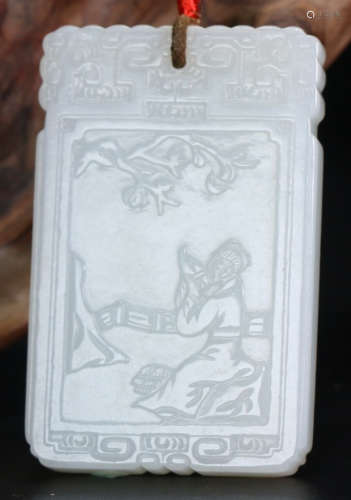 A HETIAN JADE TABLET CARVED WITH STORY