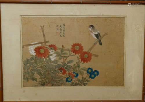A FLOWER&BIRD PATTERN PAINTING BY SHENQUAN