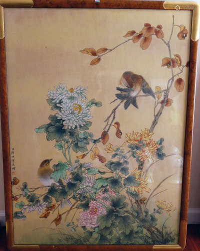 A FLOWER&BIRD PATTERN PAINTING BY LANGSHINING