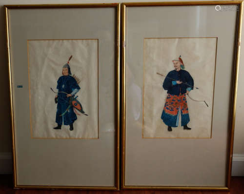 PAIR OF FIGURE PATTERN PITH PAINTINGS
