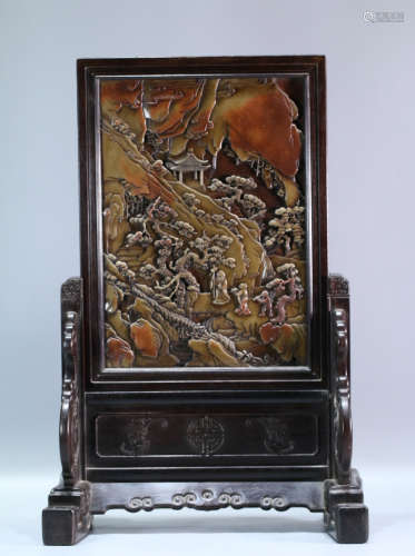 A SHOUSHAN SCREEN WITH FRAME