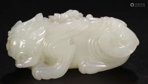 A HETIAN JADE BRUSH WASHER SHAPED WITH BEAST