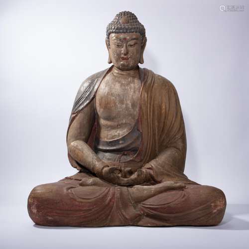 CHINESE WOODEN BUDDHA STATUE