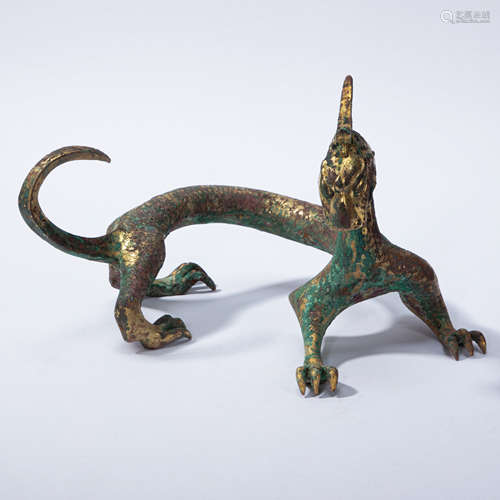 CHINESE GILT BRONZE DRAGON