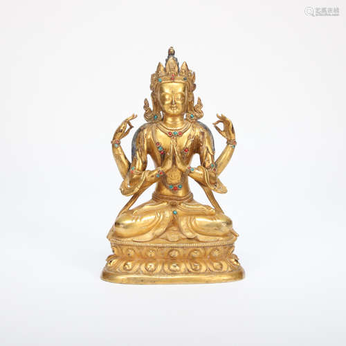 CHINESE GILT BRONZE BUDDHA STATUE