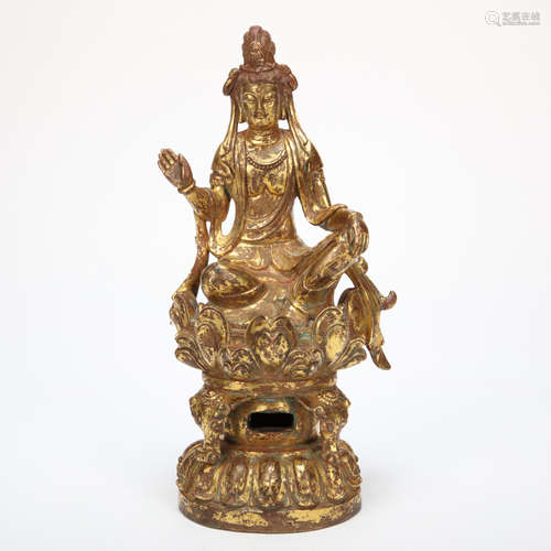 CHINESE GILT BRONZE BUDDHA