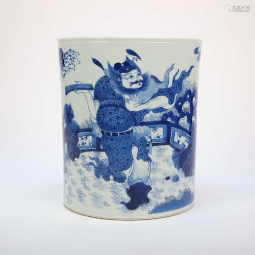 CHINESE BLUE AND WHITE PORCELAIN PEN HOLDER