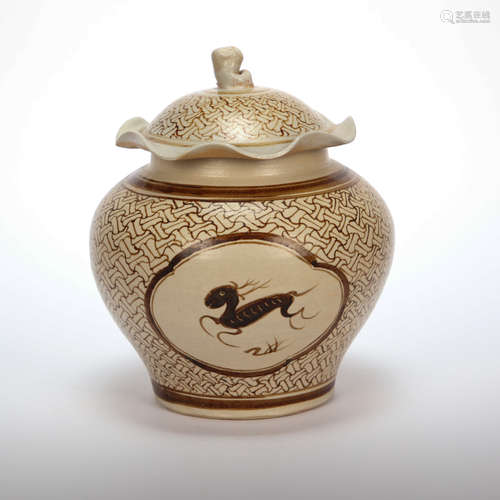 CHINESE JIZHOU KILN LID JAR