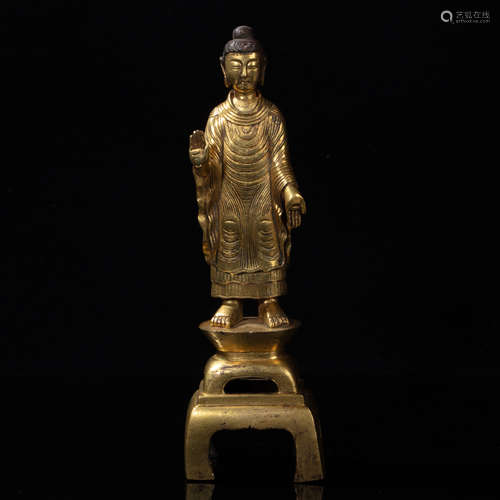 CHINESE GILT BRONZE SAKYAMUNI BUDDHA