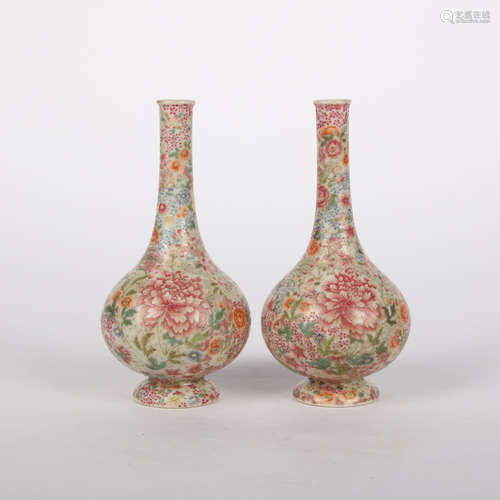 A PAIR OF  CHINESE MULTICOLOURED BOTTLES