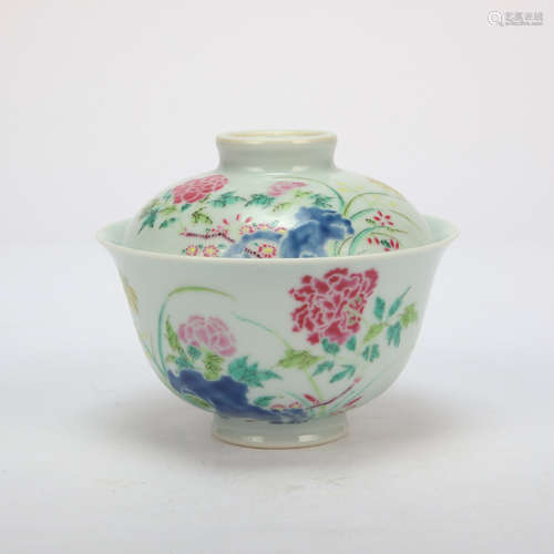 CHINESE  MULTICOLOURED LID BOWL