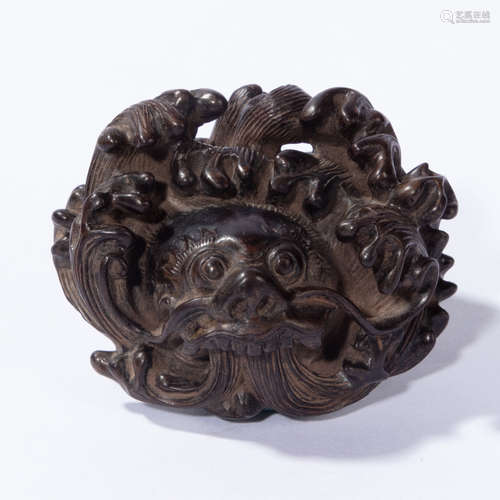 CHINESE MAHOGANY BEAST PAPERWEIGHT