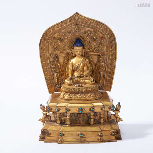 CHINESE GILT BRONZE BUDDHA STATUE