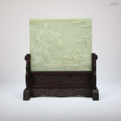 CHINESE HETIAN JADE GUANYIN SCREEN