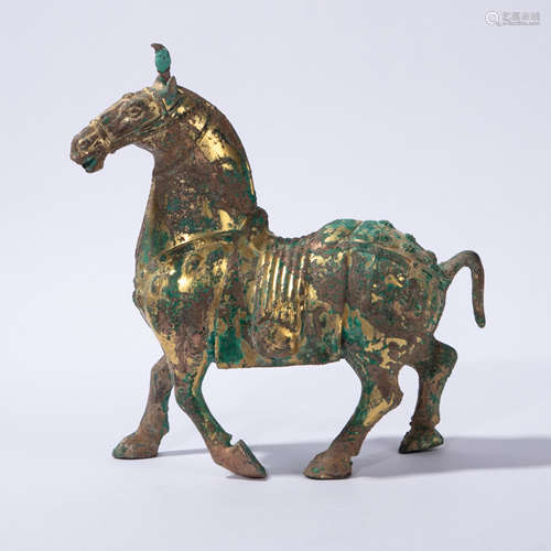 CHINESE GILT BRONZE HORSE