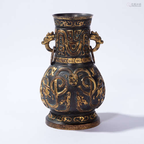 CHINESE GILT BRONZE AMPHORA