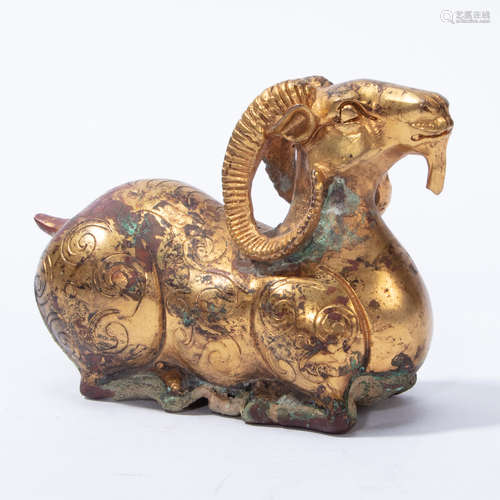 CHINESE GILT BRONZE SHEEP