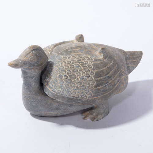 CHINESE  STONE CARVING MANDARIN DUCK INKSTONE