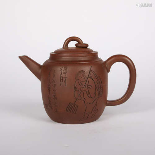 CHINESE FORTUNE AND TREASURE BOCCARO TEAPOT